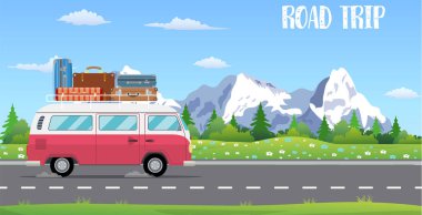 Road trip Tema Web afiş,