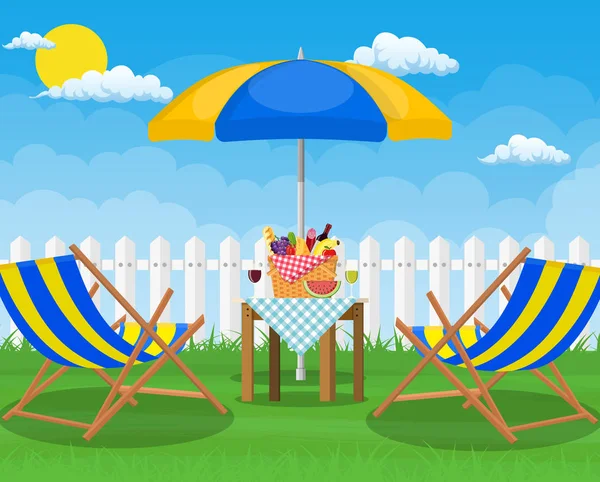 Picnic party. Sun lounger, — Stock Vector