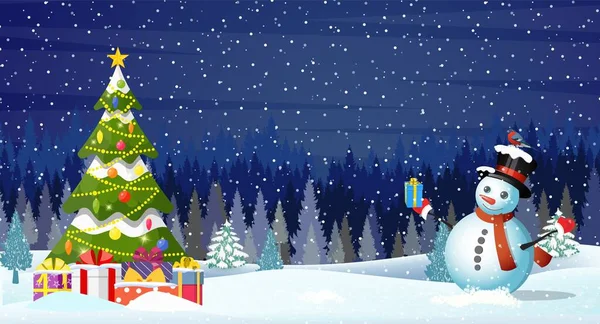 Jullandskap på natten — Stock vektor