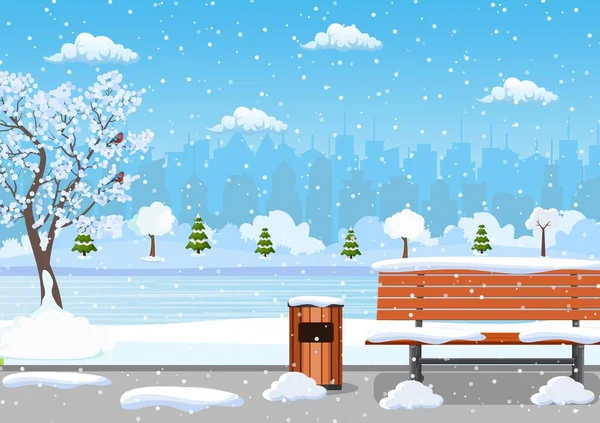 Winterdag park scene. — Stockvector