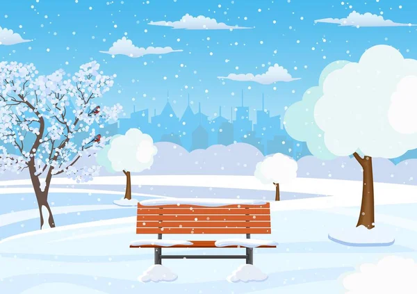 Paysage dans le parc de la ville d'hiver . — Image vectorielle