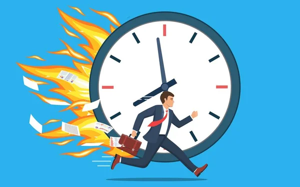 Businessman running and hurry up — Stock Vector