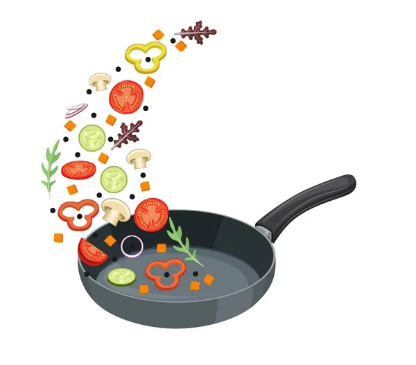 Сковородка с овощами — стоковый вектор