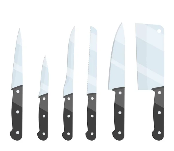 Different types of kitchen knives. — Stock Vector