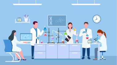 . Laboratuvar önlüğü giyen bilim adamları