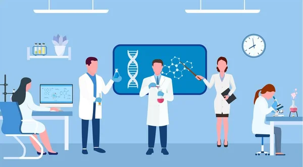 . Científicos con batas de laboratorio — Archivo Imágenes Vectoriales