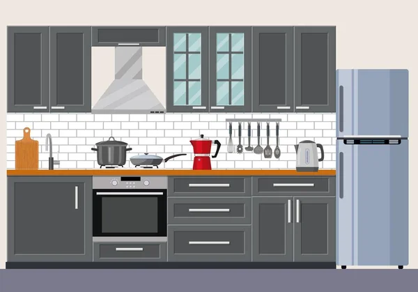 Moderne Kücheneinrichtung — Stockvektor