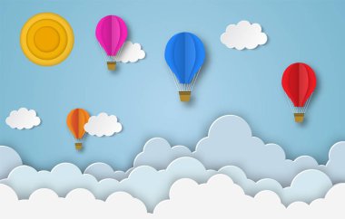 Renkli sıcak hava balonu uçan