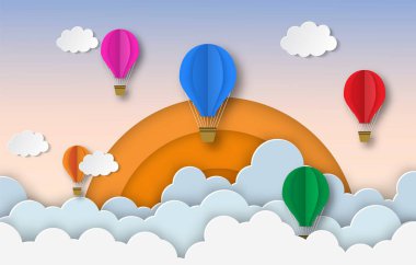 Renkli sıcak hava balonu uçan