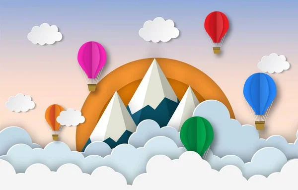 Kleurrijke hete lucht ballonnen vliegen — Stockvector