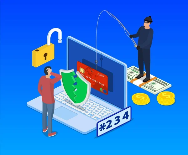 Internet phishing e hacking conceito de ataque . —  Vetores de Stock