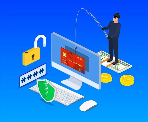 Internet phishing e hacking conceito de ataque . —  Vetores de Stock