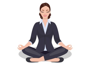 Padmasana lotus poz oturan iş kadın.
