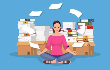 İş kadını Lotus poz meditasyon