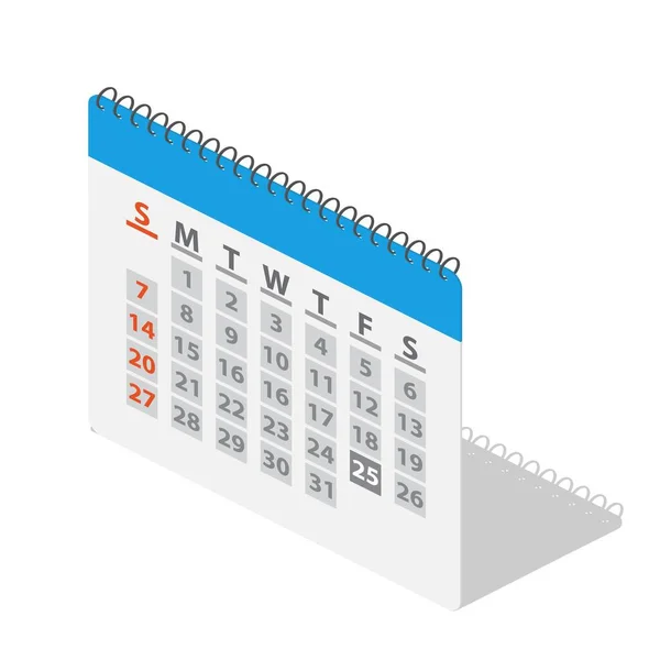 Isometrisches Kalendersymbol — Stockvektor