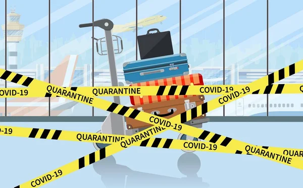 Coronavirus COVID-19 quarantena in aeroporto — Vettoriale Stock