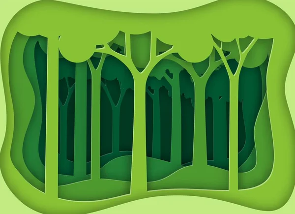 绿色森林背景模板 — 图库矢量图片