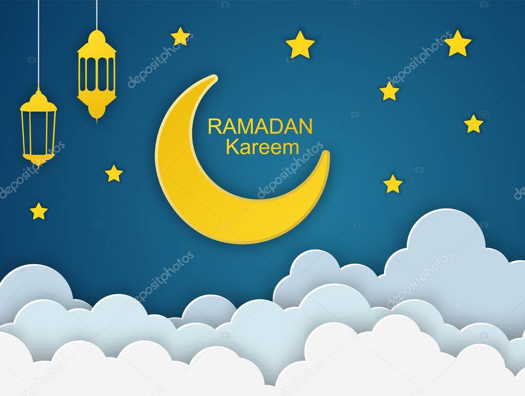 Ramadan Kareem with Gold Moon