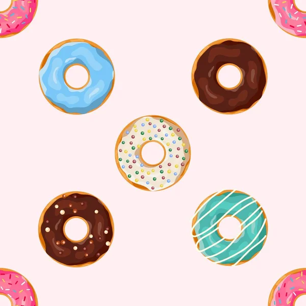 Donuts patrón sin costura — Vector de stock