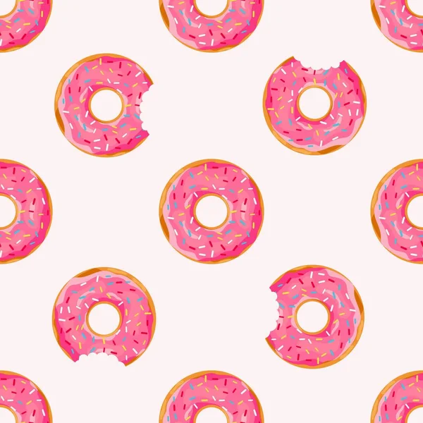 Donuts patrón sin costura — Vector de stock