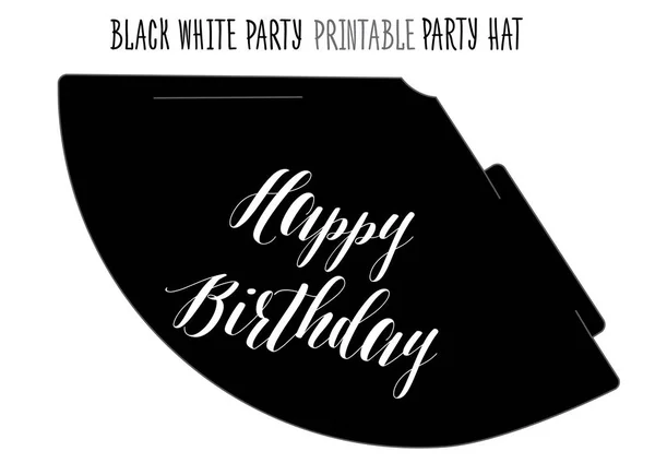 Parti şapka siyah ve beyaz partisi için yazdırılabilir. — Stok Vektör
