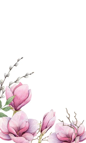 Spring watercolor Magnolia — Stock Photo, Image