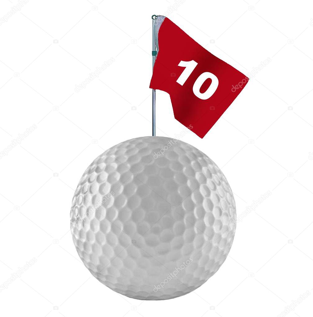 Golf ball with numbers on white