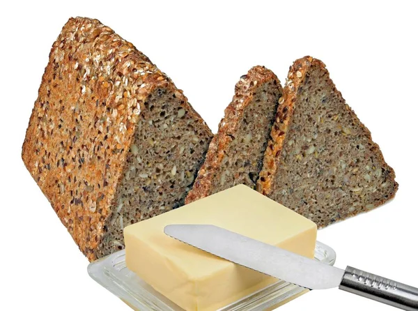 Хлеб с маслом — стоковое фото