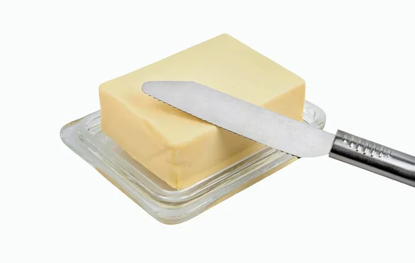 Máslo s nožem — Stock fotografie