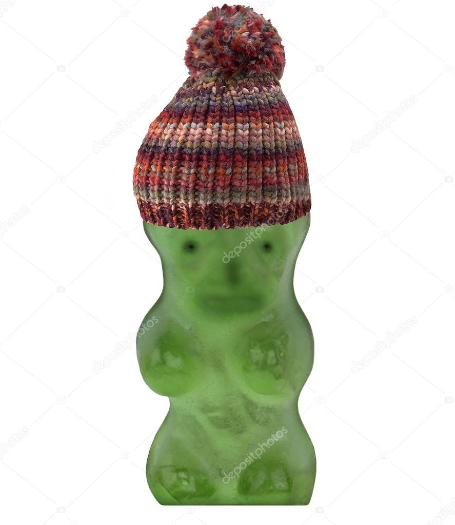 Gummy bear with cap
