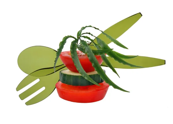 Salatbesteck auf weißem Hintergrund — Stockfoto