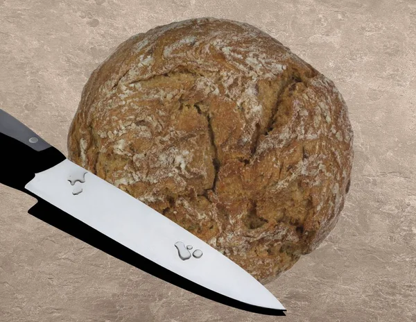 Pane con coltello — Foto Stock