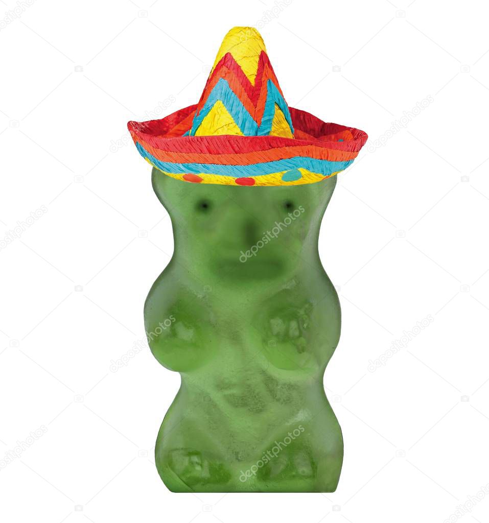 Gummy bear with hat isolated