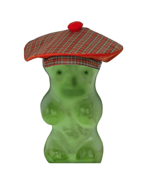 Gummy Beer Met Hoed Geïsoleerd — Stockfoto