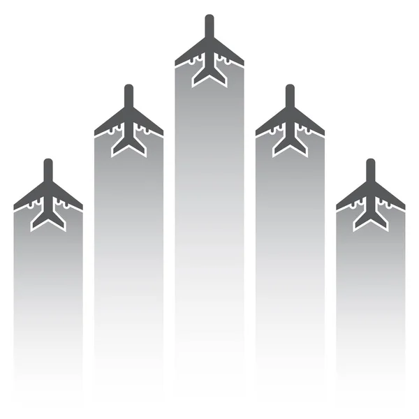 Siluetas de avión con pistas — Vector de stock