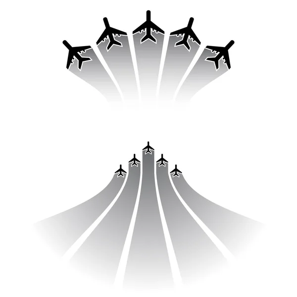 Conjuntos de siluetas de avión — Vector de stock