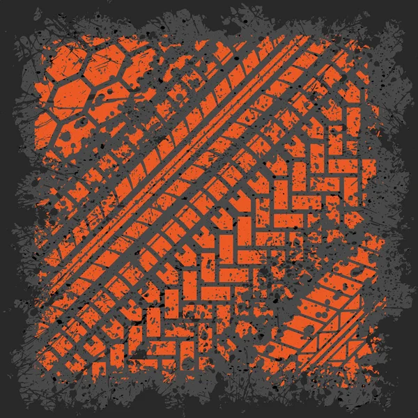 橙色的轮胎的痕迹 — 图库矢量图片