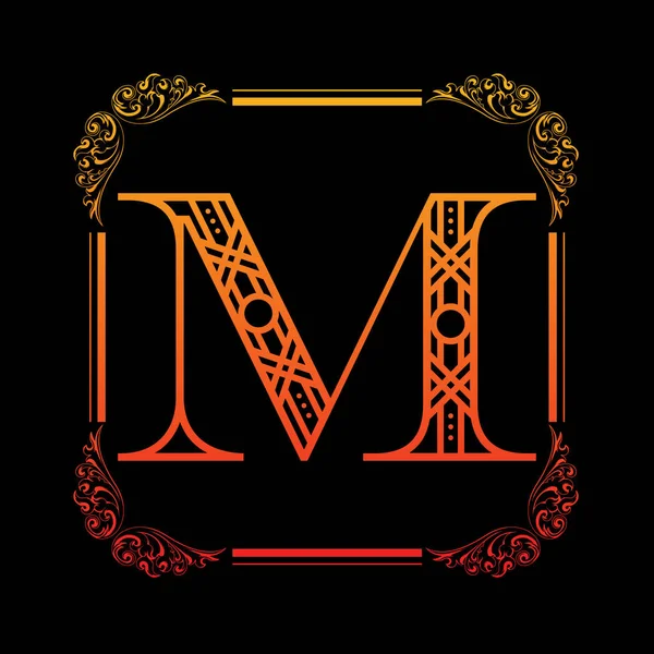 Lettre M avec ornement — Image vectorielle