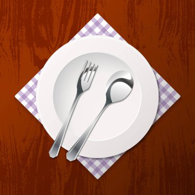 Masadaki çatal bıçak takımı.