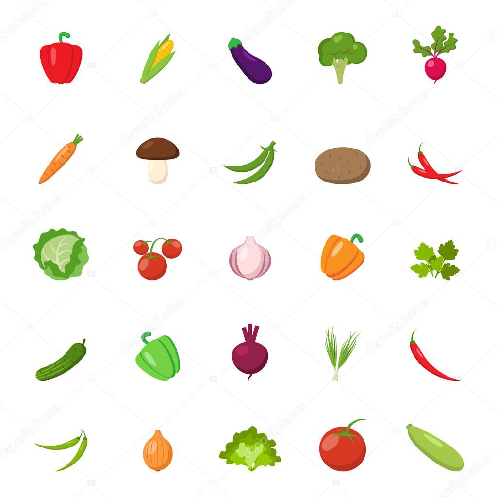 Flat vegetables set