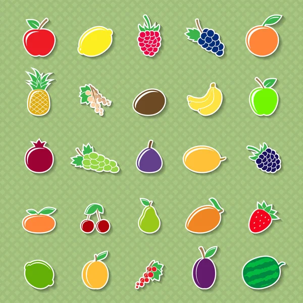 Fruit silhouettes stickers — Stock Vector