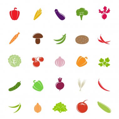 Düz renkli sebze siluetleri