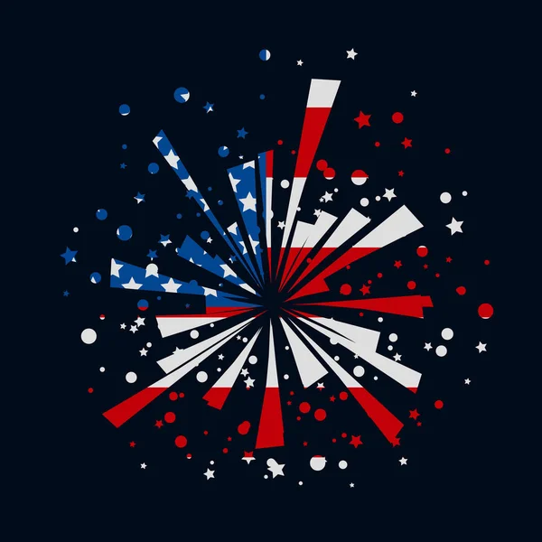 Feuerwerk mit US-Flagge — Stockvektor