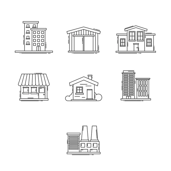 Conjunto de contornos dos edifícios —  Vetores de Stock
