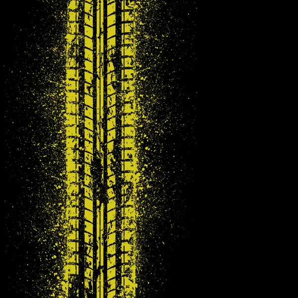 Pista de pneus de tinta amarela — Vetor de Stock
