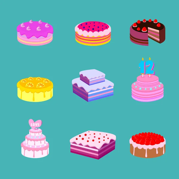 Conjunto de pasteles — Vector de stock