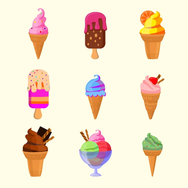 Conjunto de helados — Vector de stock