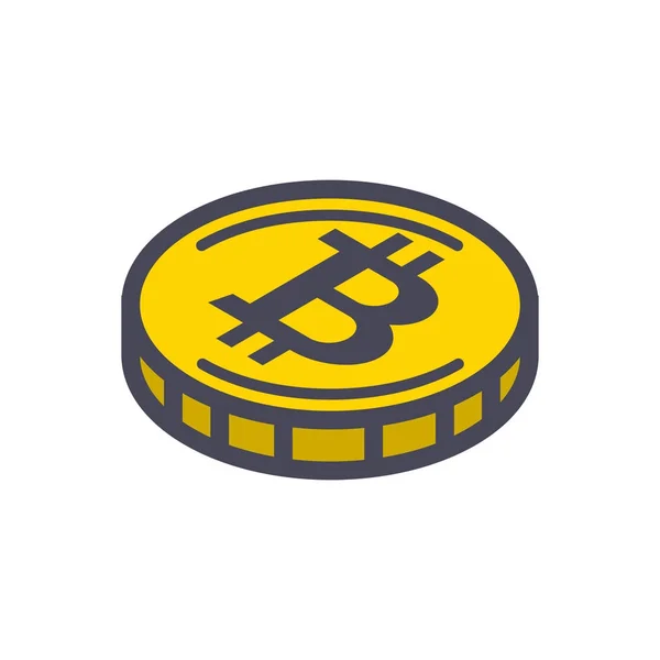 Moeda Bitcoin amarela — Vetor de Stock