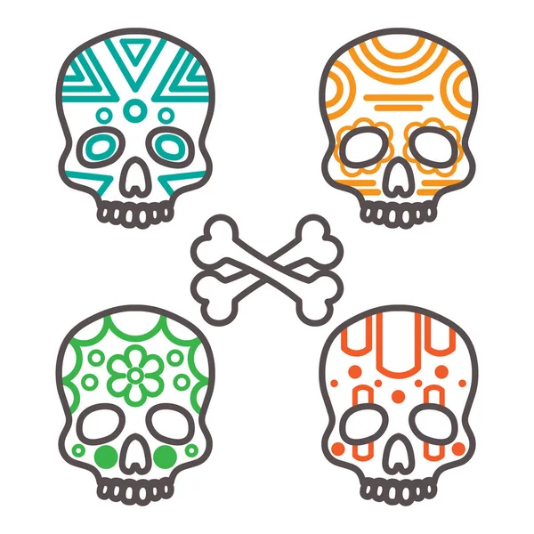 Set of four tribal skulls — Stock Vector