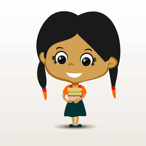 Schoolgirl with books — Stock Vector